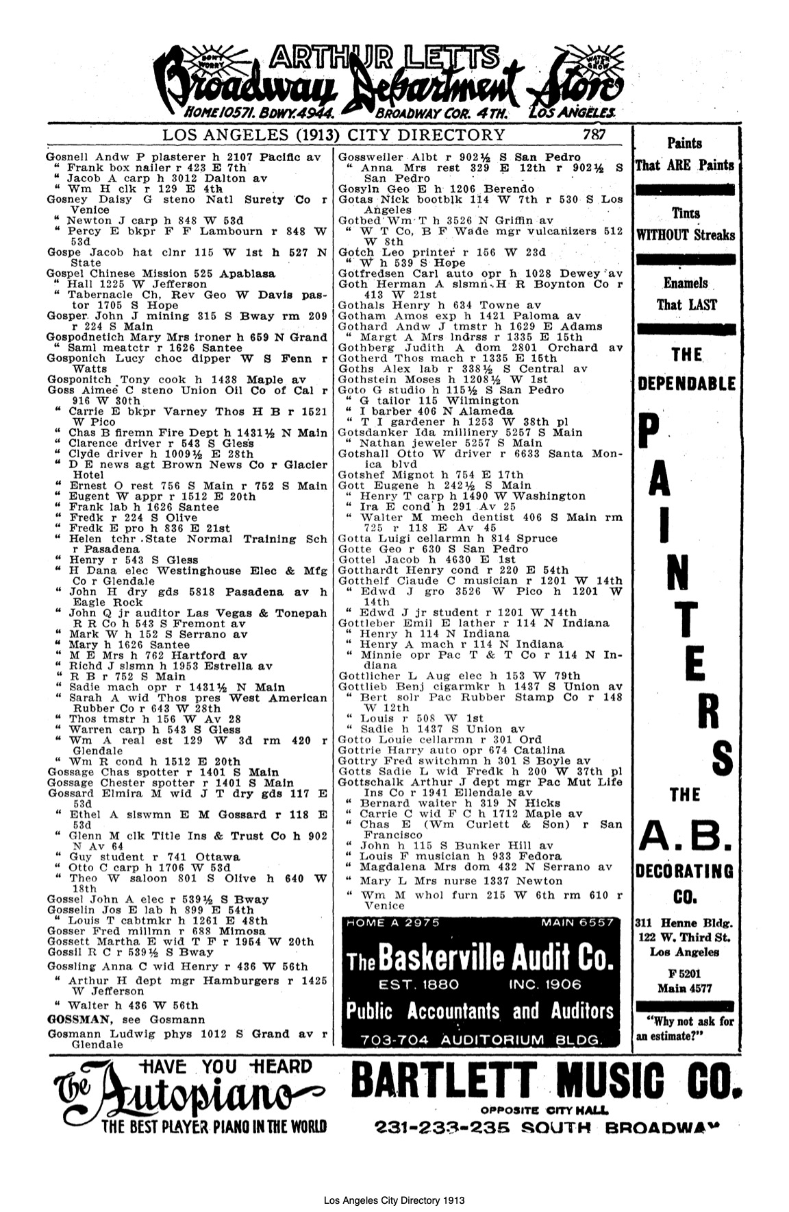 Document image missing. Admin needs to fix. 1913 Los Angeles City Directory. p787. Gosponich.jpg