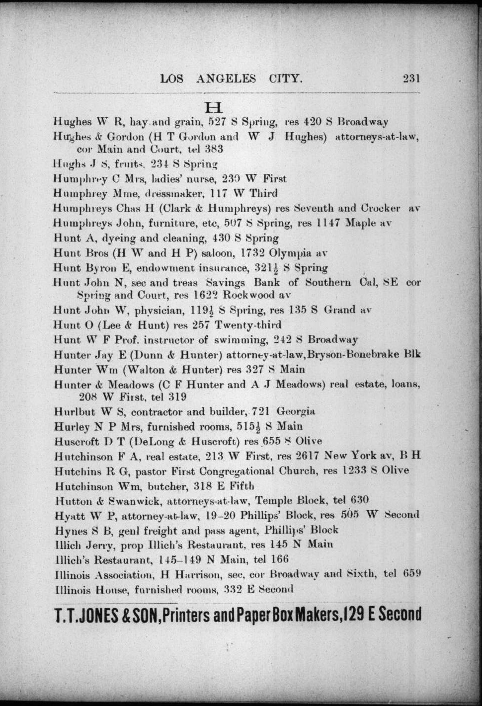 Document image missing. Admin needs to fix. 1890–1 Los Angeles and Orange County Business Directory (WM Pearsall). p231. Illich .jpg