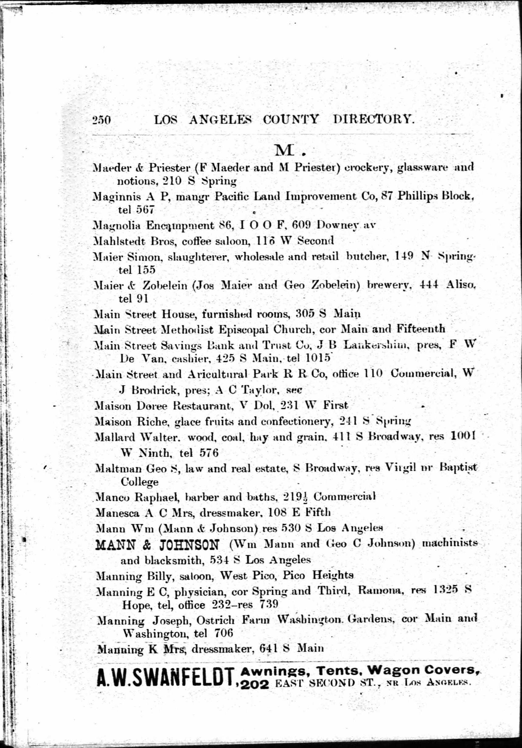 Document image missing. Admin needs to fix. 1890–1 Los Angeles and Orange County Business Directory (WM Pearsall). p251. Maison Doree. Marietich.jpg