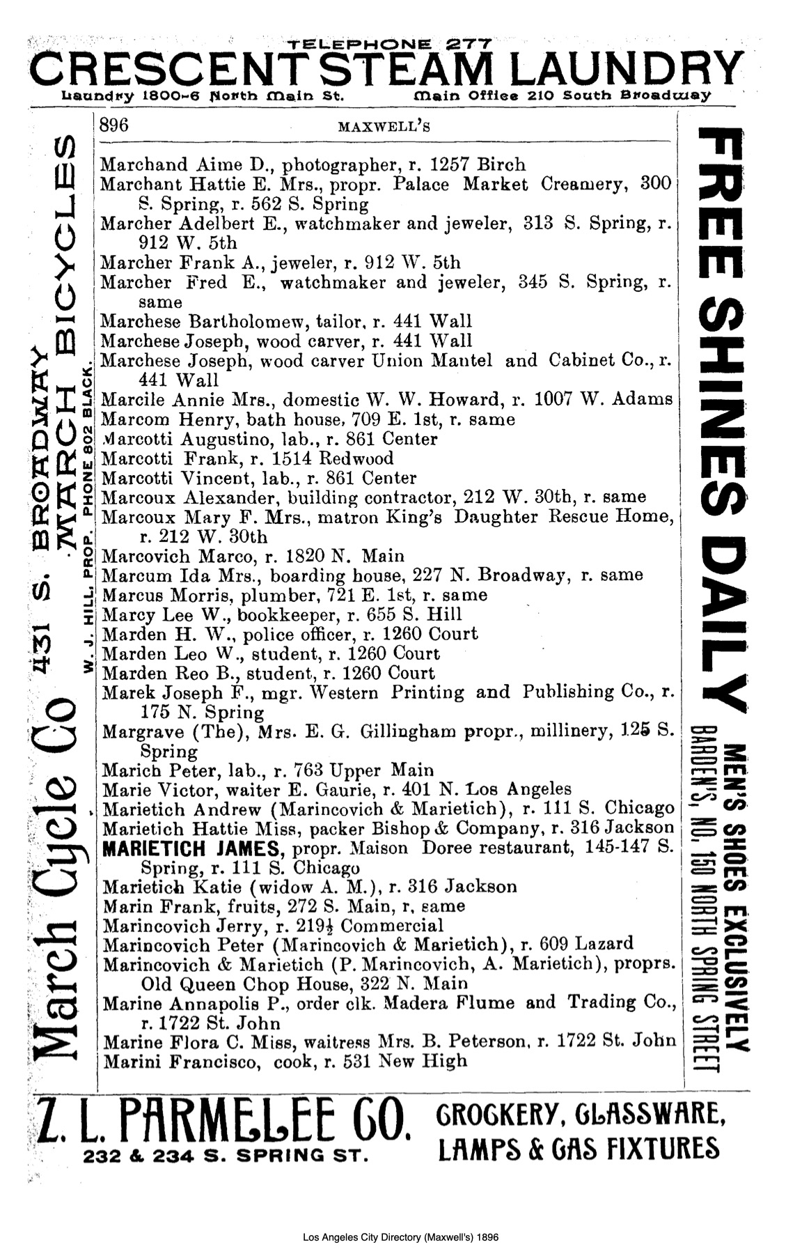 Document image missing. Admin needs to fix. 1896 Los Angeles City Directory. p896. Marietich. Marincovich.jpg