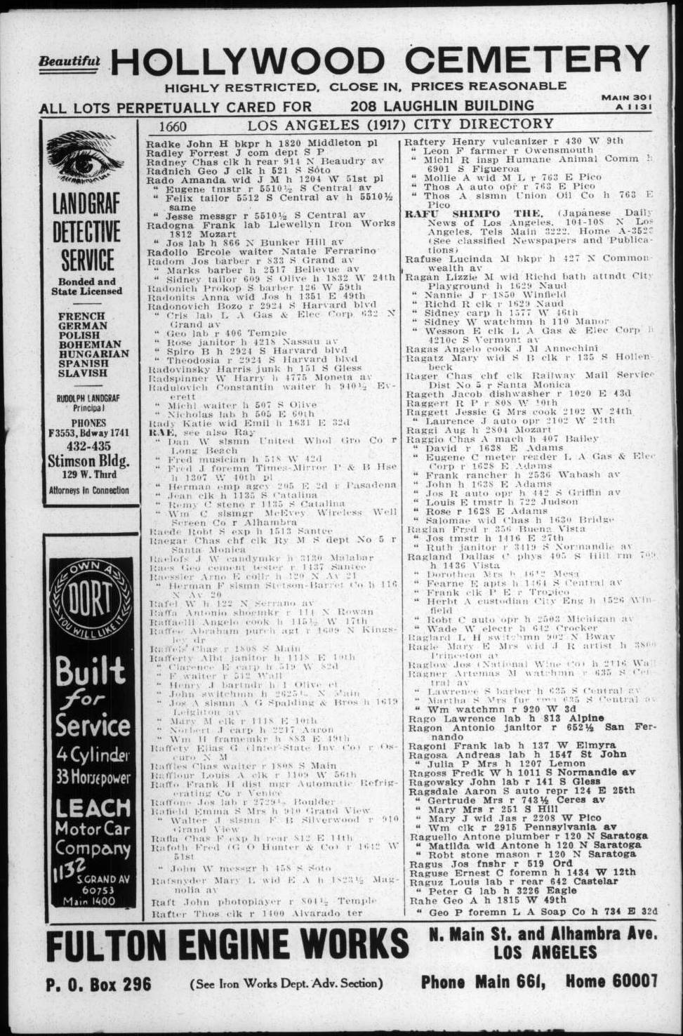 Document image missing. Admin needs to fix. 1917 Los Angeles City Directory. p1660. Radulovich.jpg