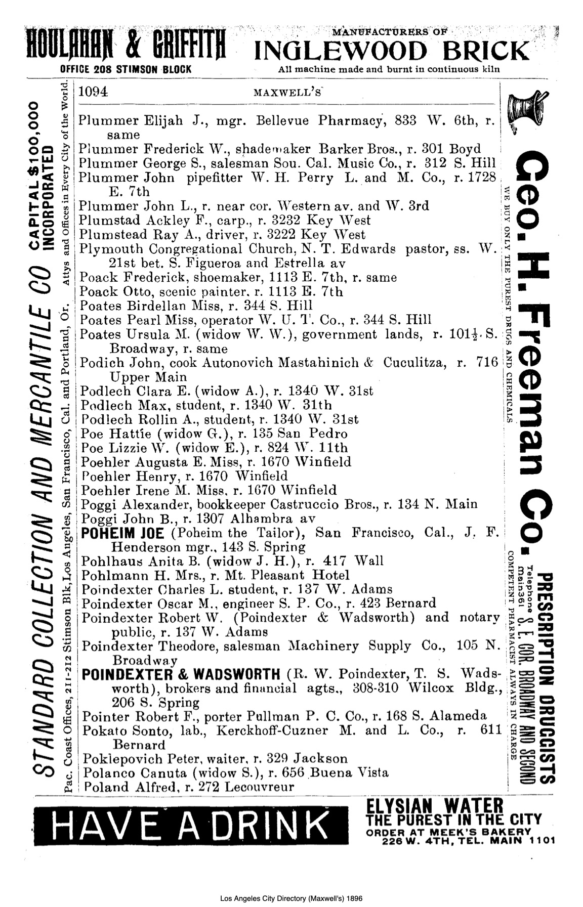 Document image missing. Admin needs to fix. 1896 Los Angeles City Directory. p1094. Poklepovich.jpg