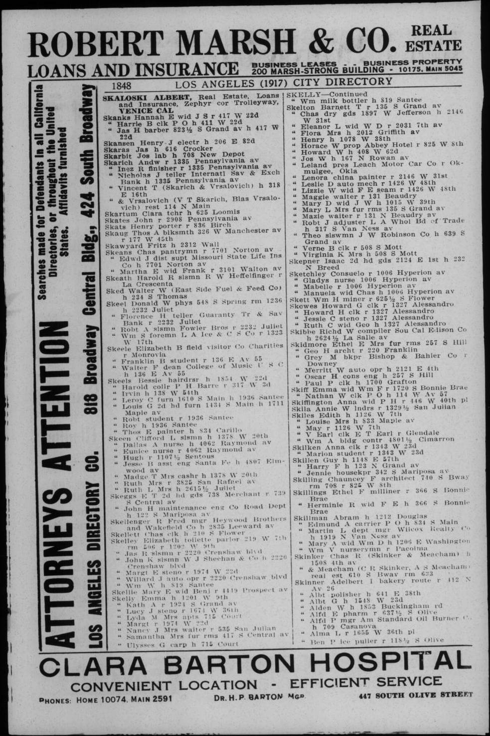 Document image missing. Admin needs to fix. 1917 Los Angeles City Directory. p1849. Skarich.jpg