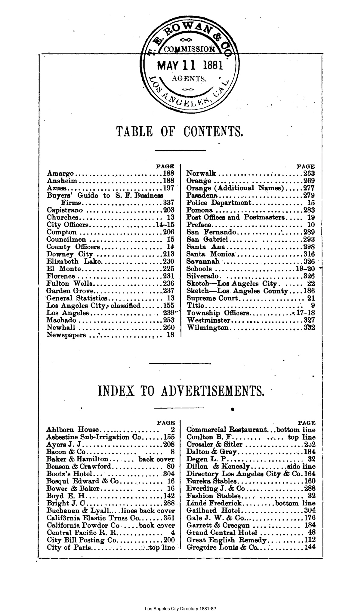 Document image missing. Admin needs to fix. 1881-2 Los Angeles City Directory. p11. ToC.jpg