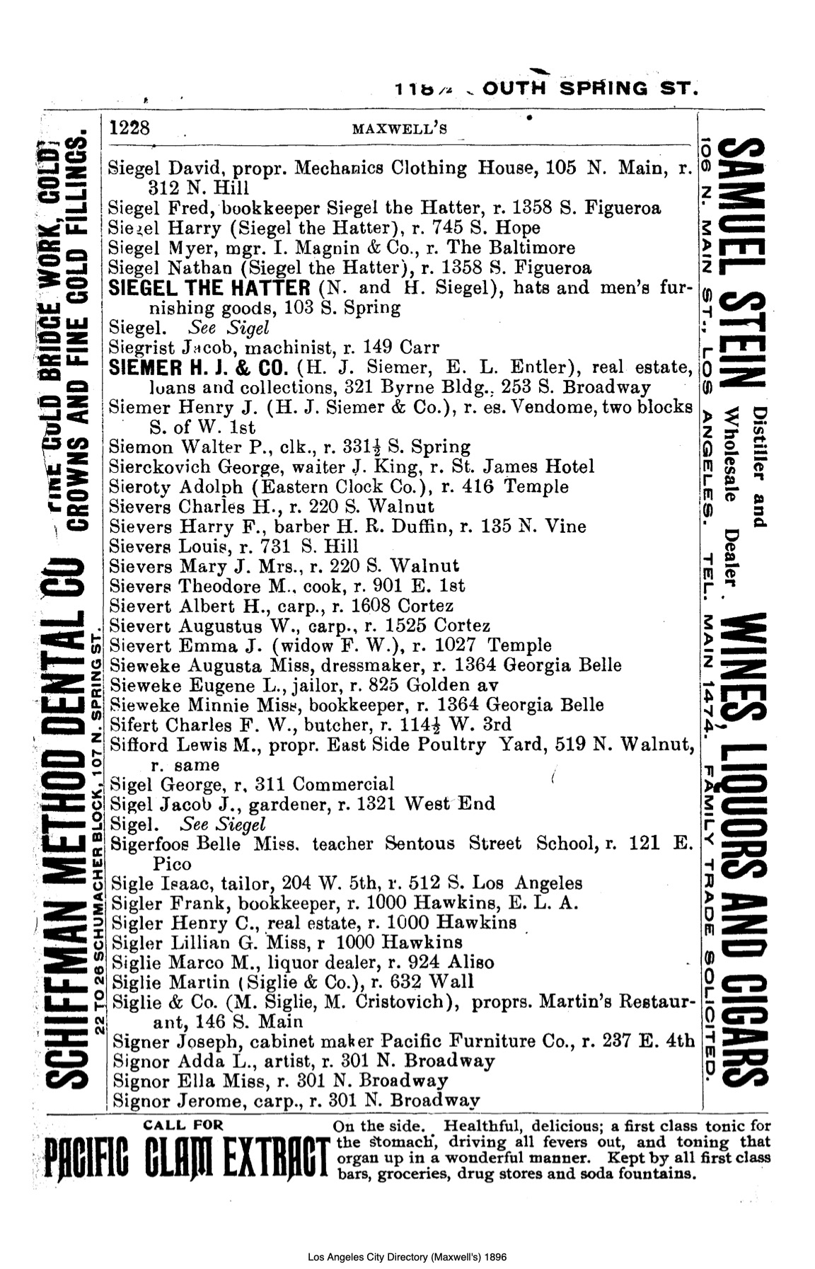 Document image missing. Admin needs to fix. 1896 Los Angeles City Directory. p1228. Siglie.jpg