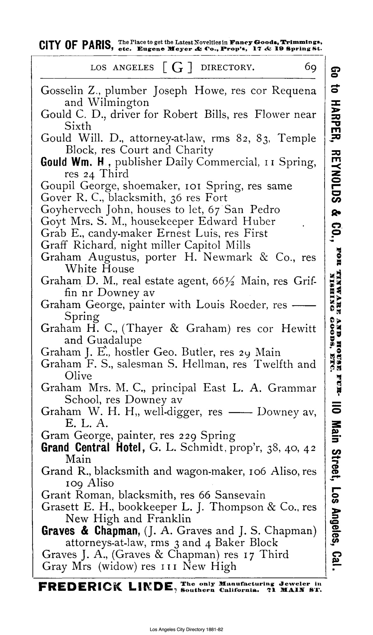 Document image missing. Admin needs to fix. 1881-2 Los Angeles City Directory. p69. Grand Central Hotel (Marietich res).jpg