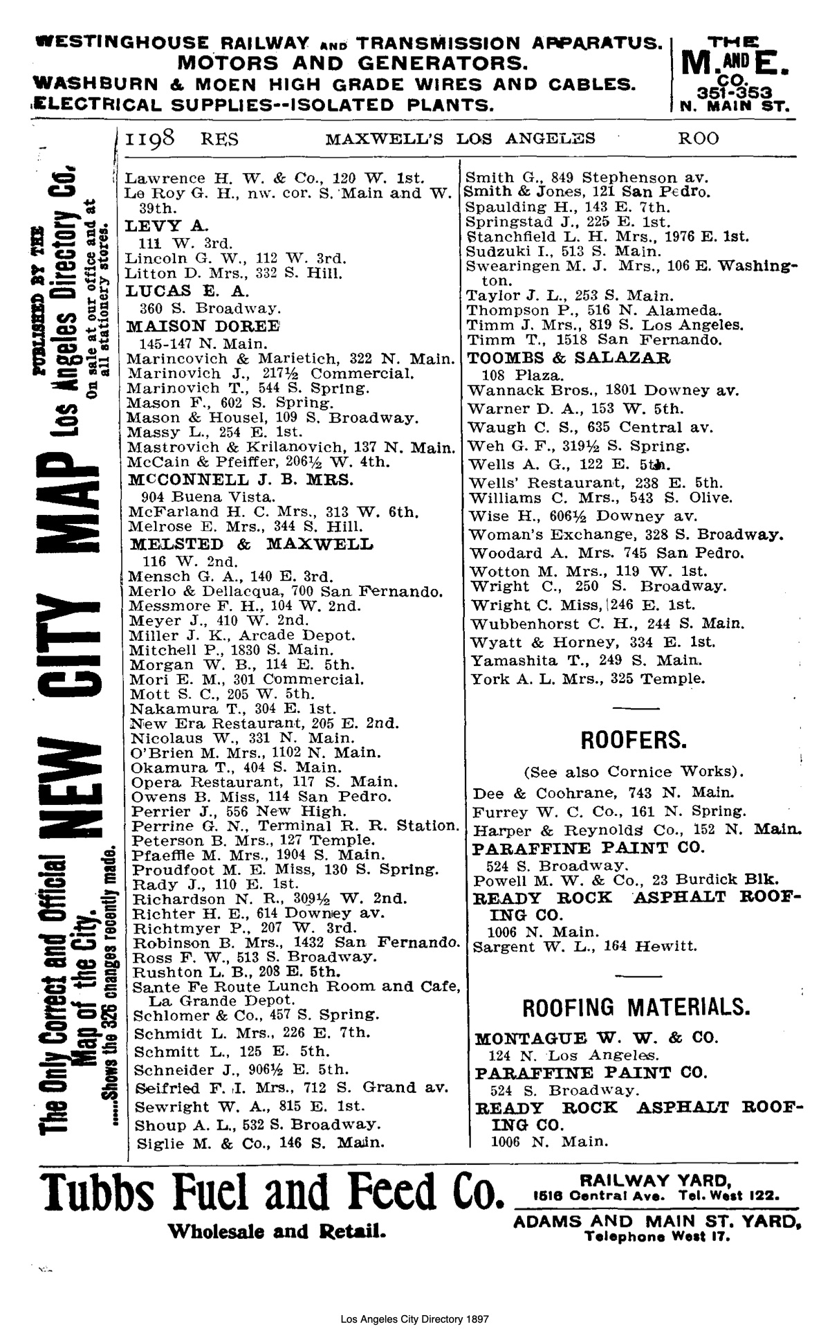 Document image missing. Admin needs to fix. 1897 Los Angeles City Directory. Maxwell. p1198. Restaurants.jpg