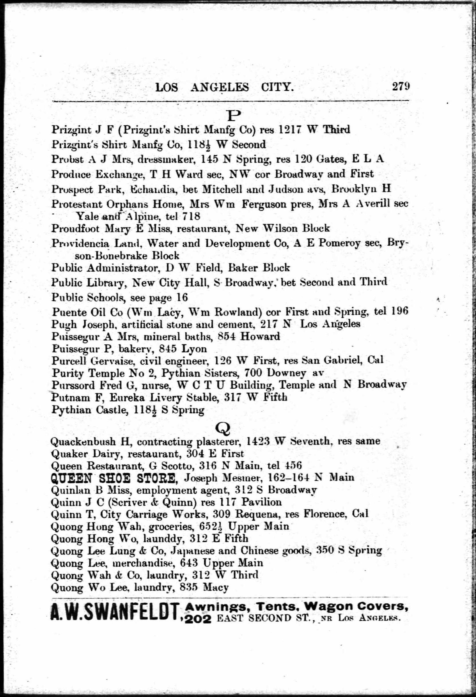 Document image missing. Admin needs to fix. 1890–1 Los Angeles and Orange County Business Directory (WM Pearsall). p279. Queen Restaurant. 316 N Main. G Scotto.jpg