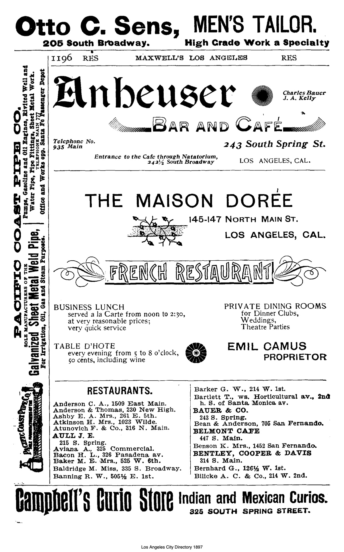 Document image missing. Admin needs to fix. 1897 Los Angeles City Directory. Maxwell. p1196. Restaurants.jpg