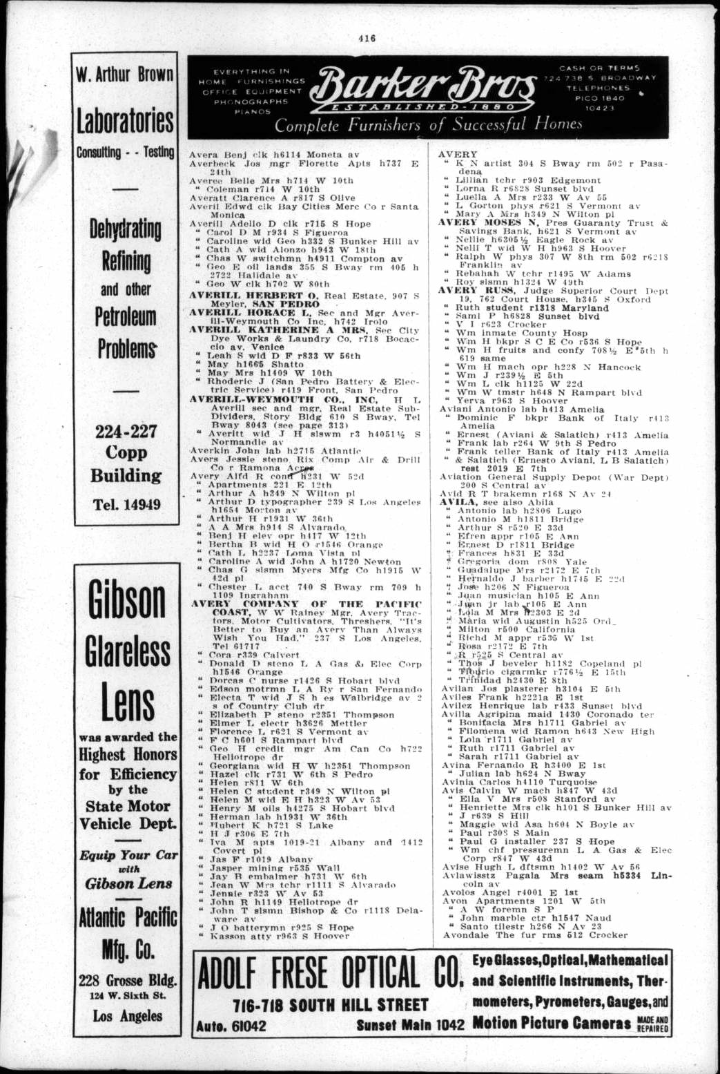 Document image missing. Admin needs to fix. 1920 Los Angeles City Directory. p416. Aviani.jpg