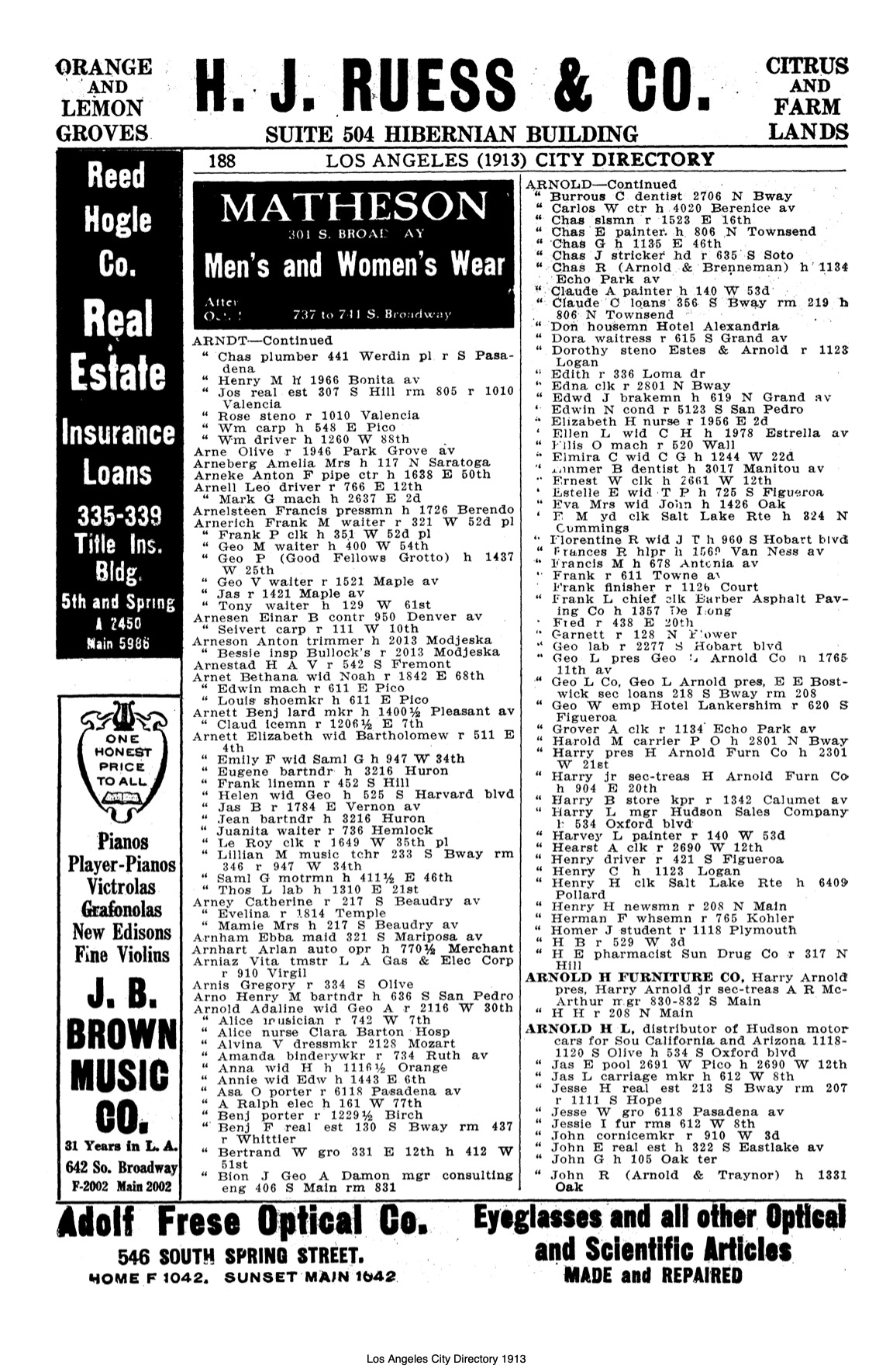 Document image missing. Admin needs to fix. 1913 Los Angeles City Directory. p188. Arnerich.jpg