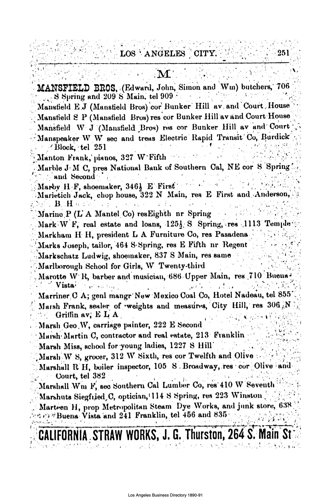 Document image missing. Admin needs to fix. 1890–1 Los Angeles and Orange County Business Directory (WM Pearsall). p251. Marietich.jpg