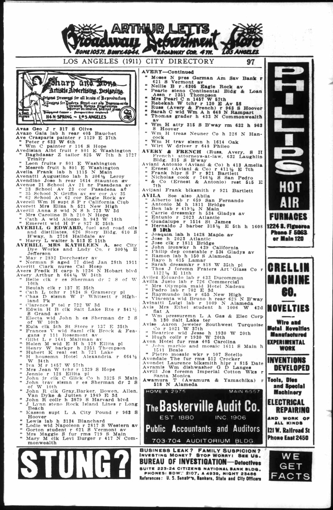 Document image missing. Admin needs to fix. 1911 Los Angeles City Directory. p97. Aviani.jpg