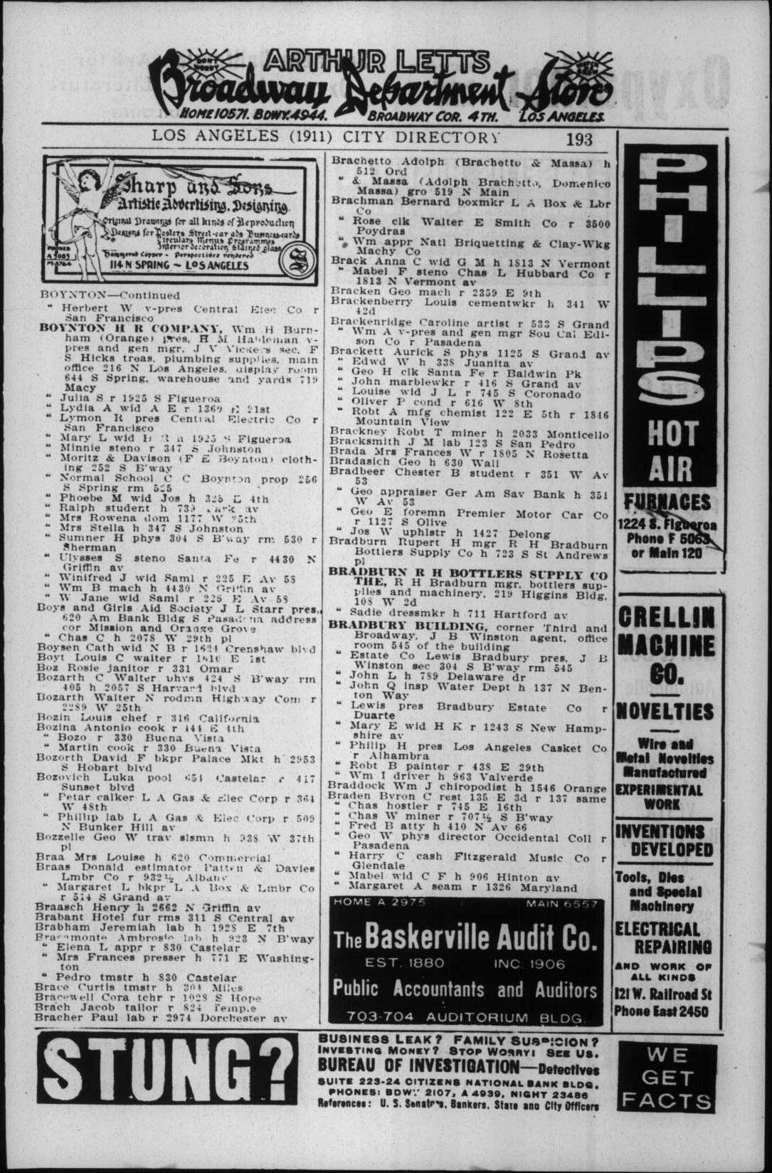 Document image missing. Admin needs to fix. 1911 Los Angeles City Directory. p193. Bozina.jpg