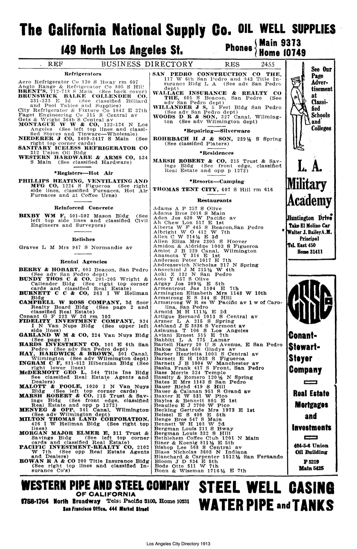 Document image missing. Admin needs to fix. 1913 Los Angeles City Directory. p2455. Restaurants.jpg