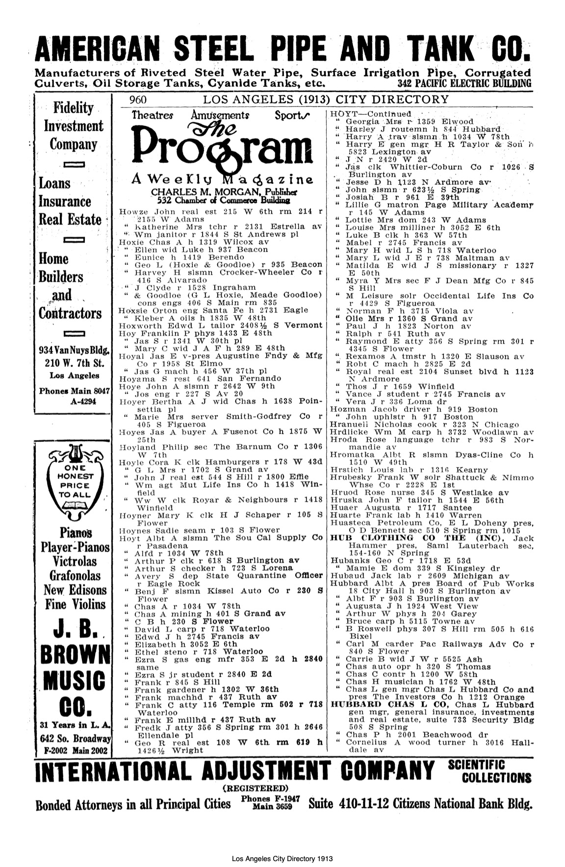 Document image missing. Admin needs to fix. 1913 Los Angeles City Directory. p960 Hranuelli.jpg