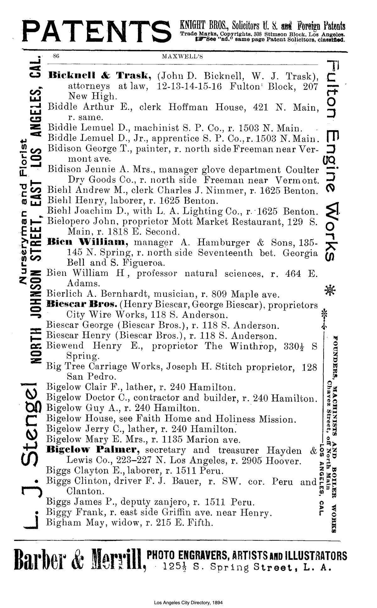 Document image missing. Admin needs to fix. 1894 Los Angeles City Directory-Maxwell. p86. Bielopero.jpg