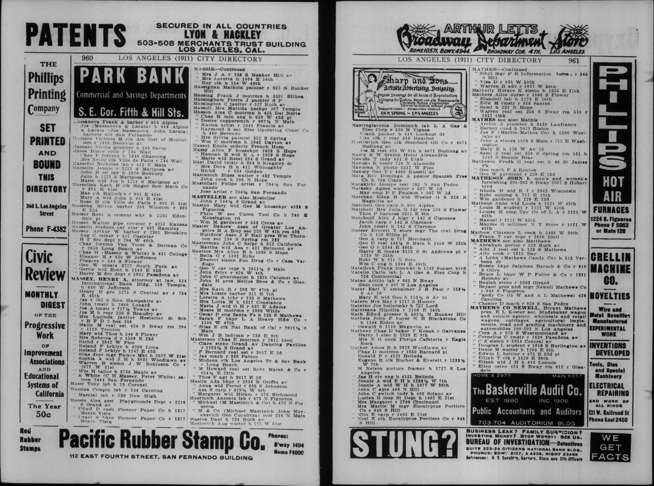 Document image missing. Admin needs to fix. 1911 Los Angeles City Directory. p960-1. Mastanich. Mastinich. Mastrovich.jpg