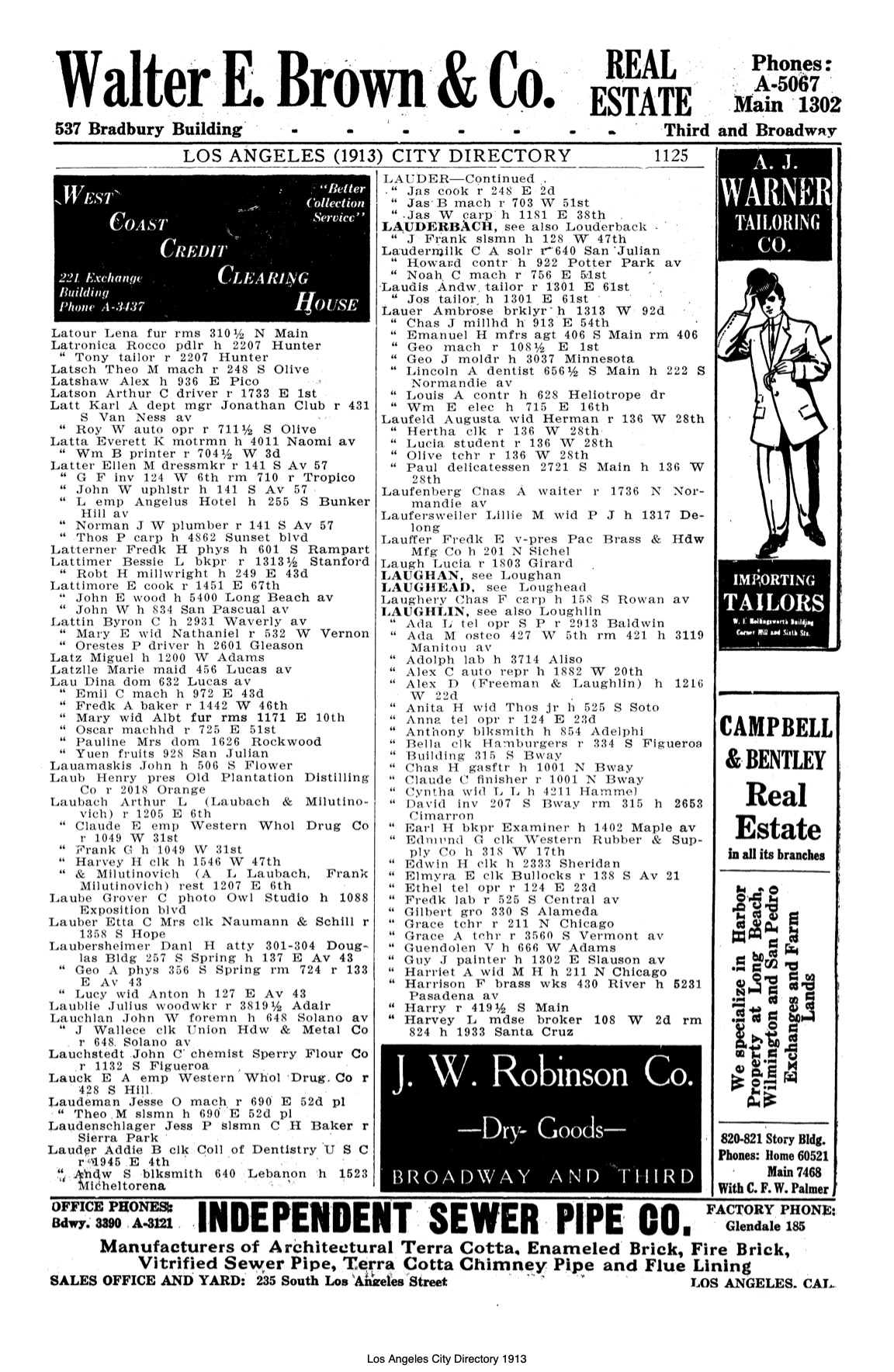 Document image missing. Admin needs to fix. 1913 Los Angeles City Directory. p1125. Lauback.jpg