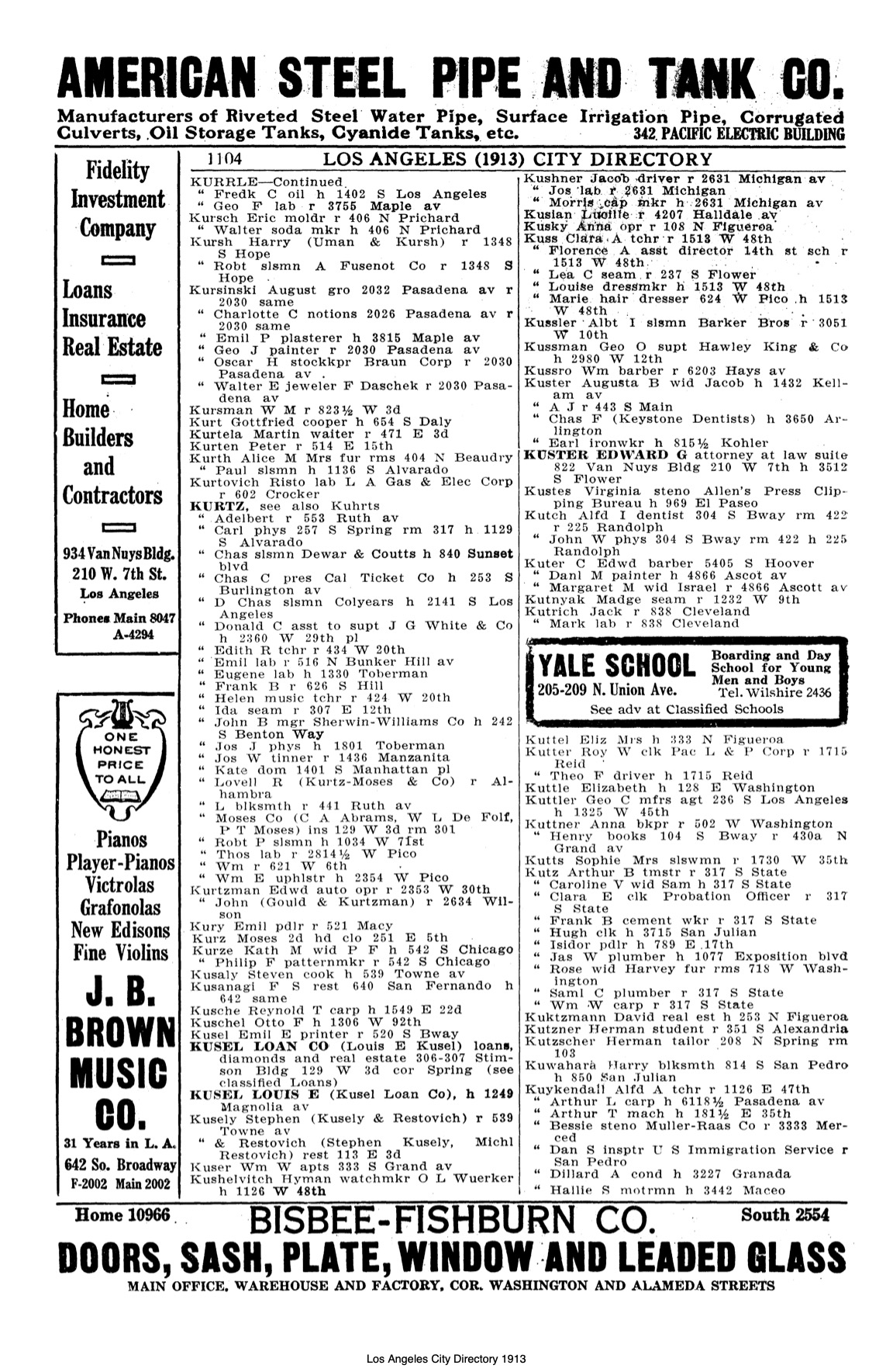 Document image missing. Admin needs to fix. 1913 Los Angeles City Directory. p1104. Kusely.jpg