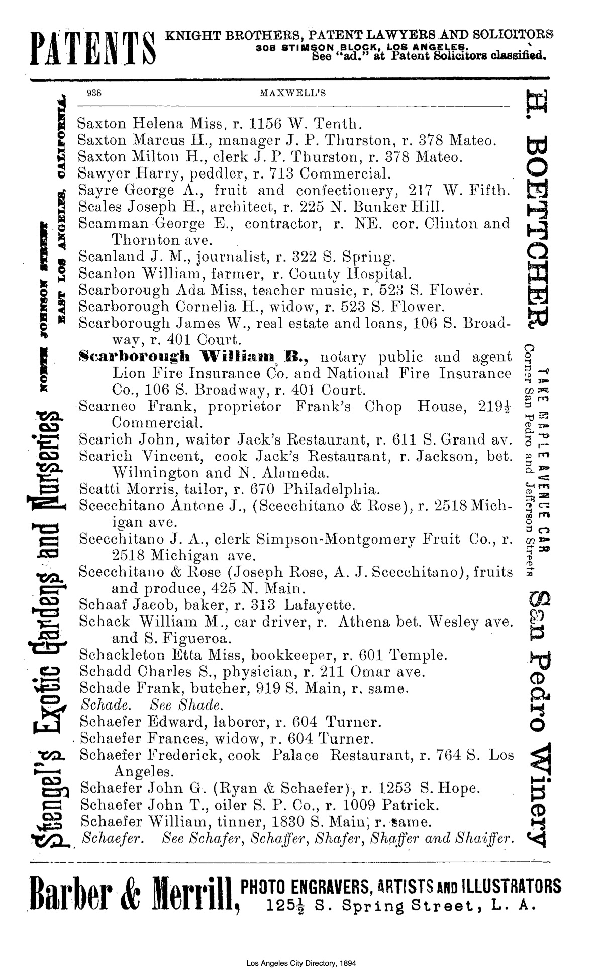 Document image missing. Admin needs to fix. 1894 Los Angeles City Directory-Maxwell. p938. Scarneo. Scarich.jpg