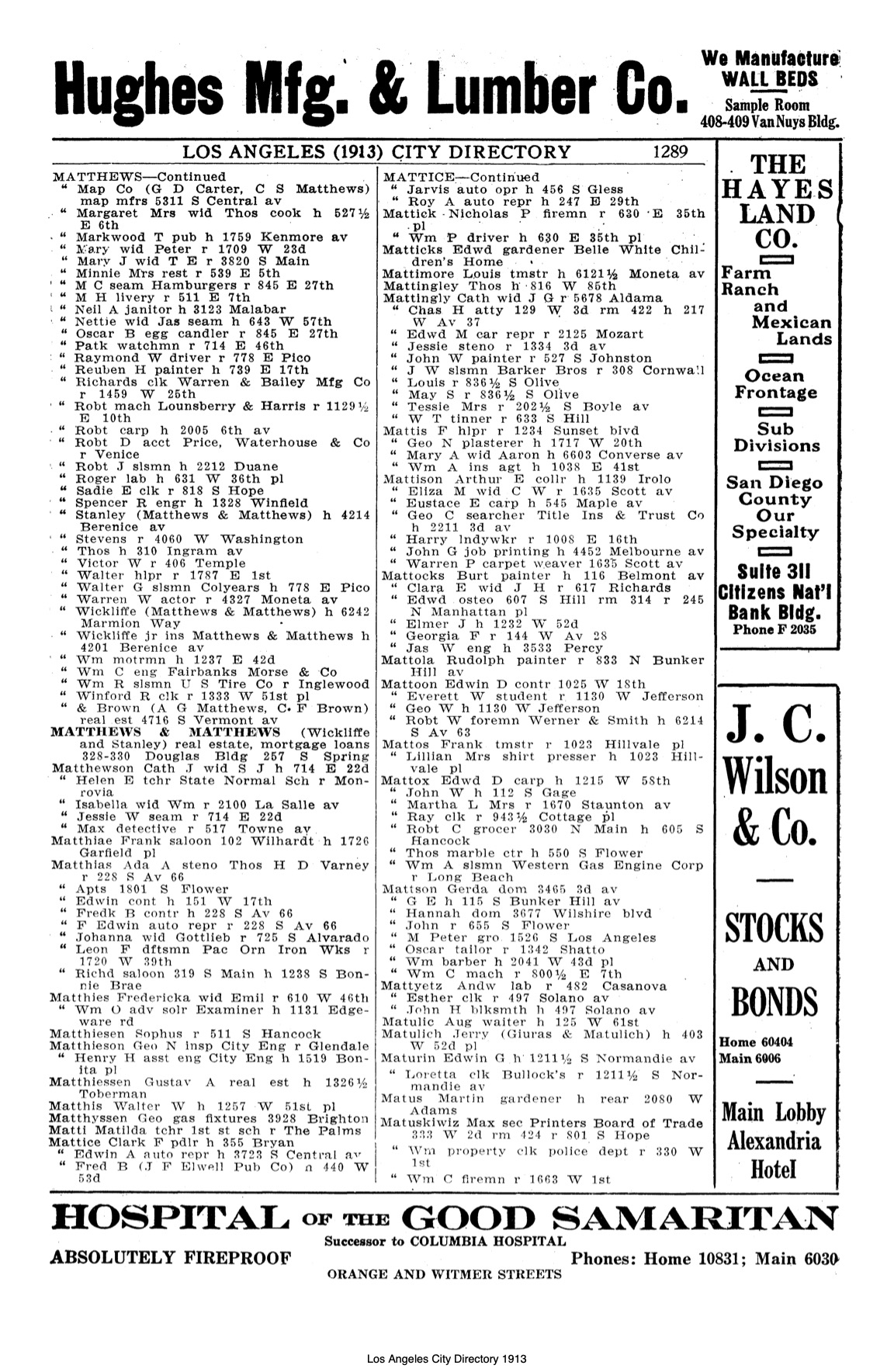 Document image missing. Admin needs to fix. 1913 Los Angeles City Directory. p1289. Matulich.jpg