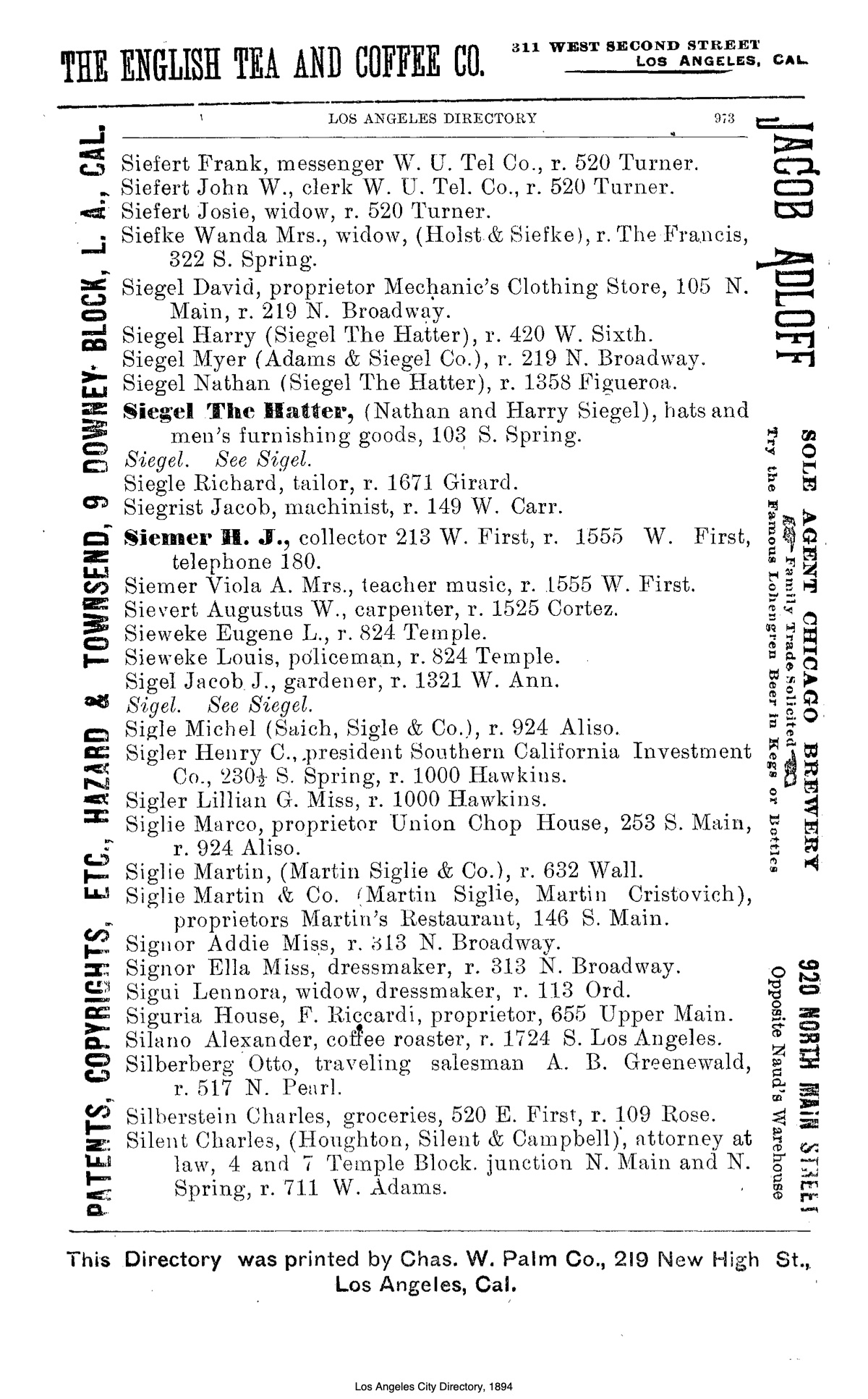 Document image missing. Admin needs to fix. 1894 Los Angeles City Directory-Maxwell. p953. Siglie.jpg