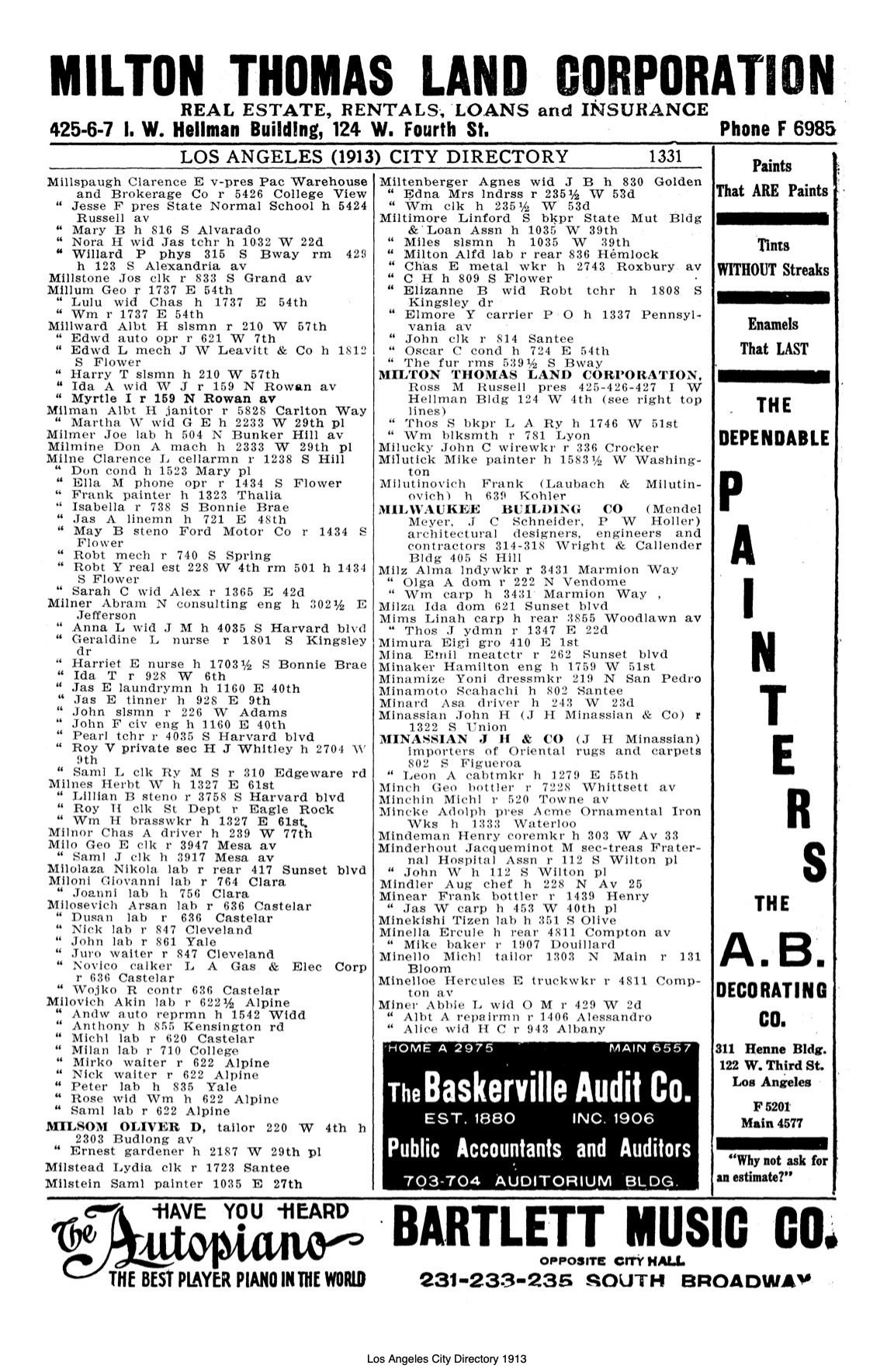 Document image missing. Admin needs to fix. 1913 Los Angeles City Directory. p1331. Milosevich. Milovich. Milutinovich.jpg