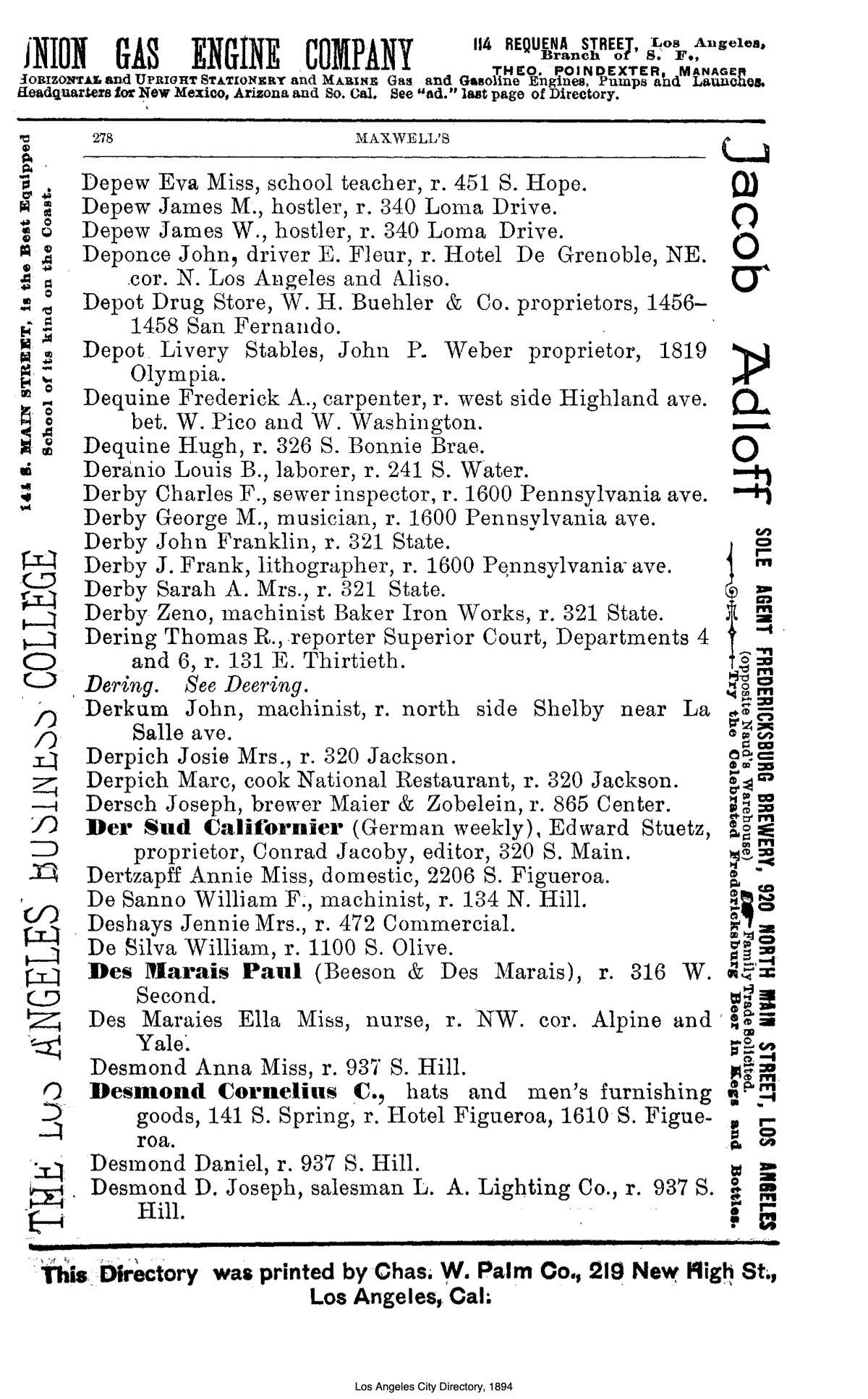 Document image missing. Admin needs to fix. 1894 Los Angeles City Directory-Maxwell. p278. Derpich.jpg