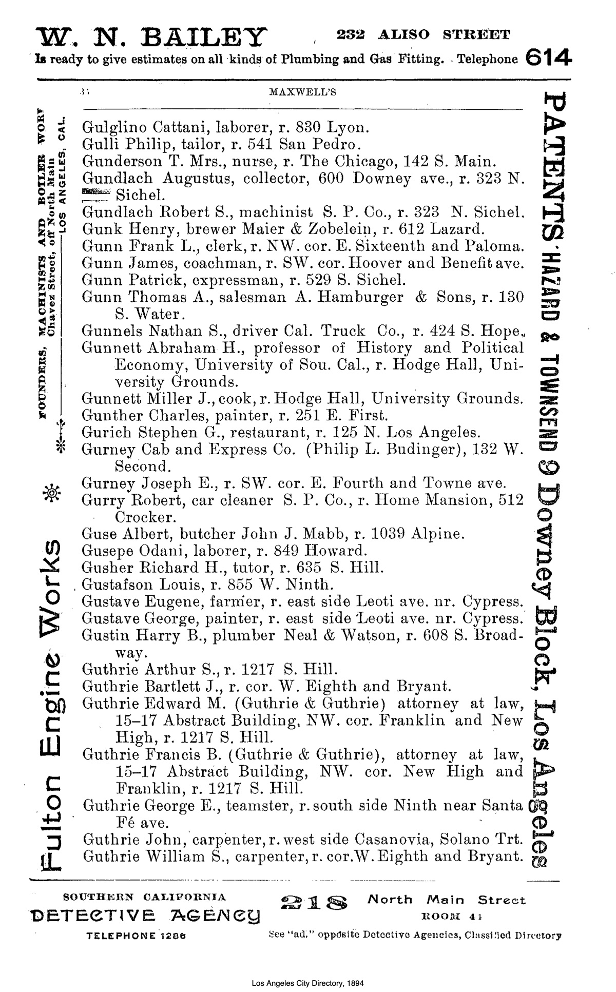 Document image missing. Admin needs to fix. 1894 Los Angeles City Directory-Maxwell. p436. Gurich.jpg