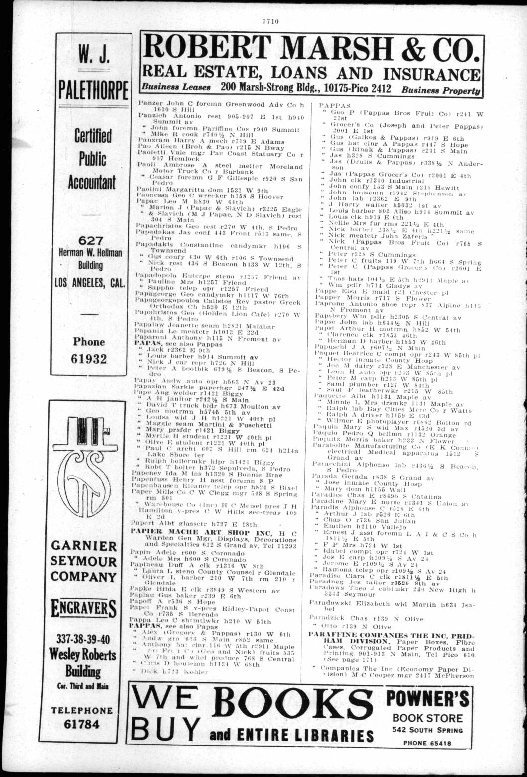 Document image missing. Admin needs to fix. 1920 Los Angeles City Directory. p1710. Panzich.jpg