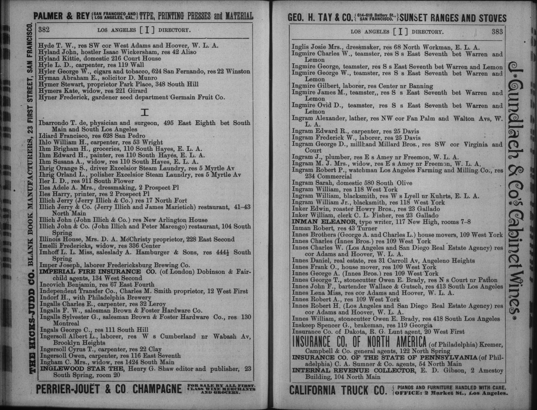 Document image missing. Admin needs to fix. 1888 Los Angeles City Directory. Corran. p382. Illich (2).jpg