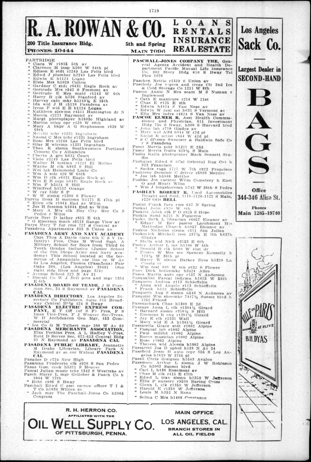 Document image missing. Admin needs to fix. 1920 Los Angeles City Directory. p1719. Paskovich.jpg