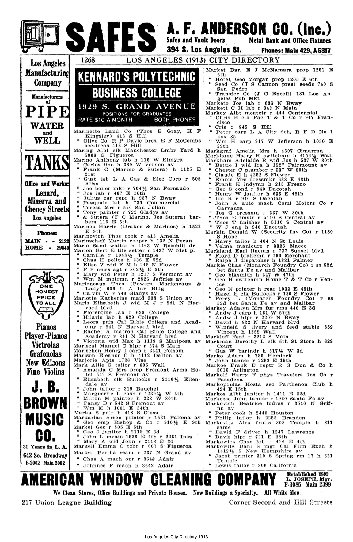 Document image missing. Admin needs to fix. 1913 Los Angeles City Directory. p1268. Markovich.jpg