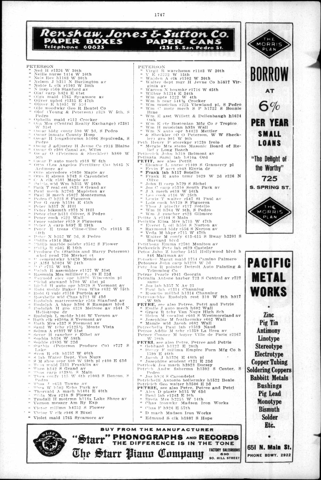 Document image missing. Admin needs to fix. 1920 Los Angeles City Directory. p1747. Petricich.jpg