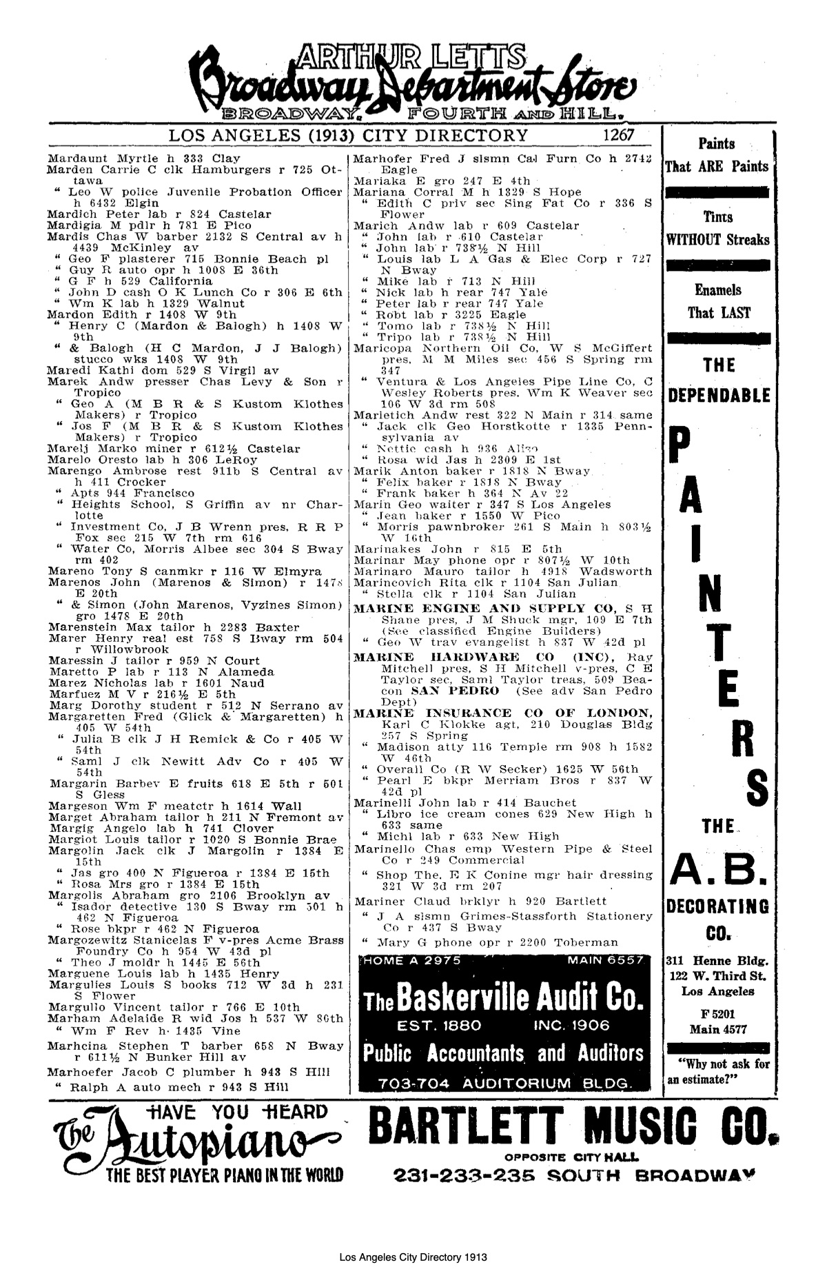 Document image missing. Admin needs to fix. 1913 Los Angeles City Directory. p1267. Marietich.jpg