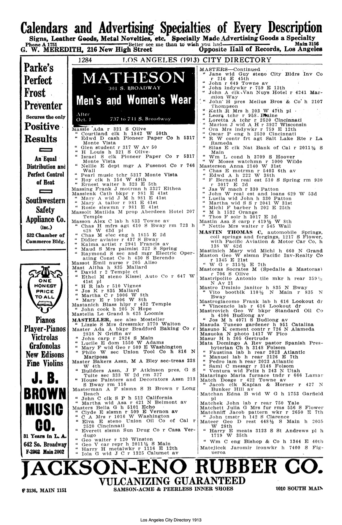 Document image missing. Admin needs to fix. 1913 Los Angeles City Directory. p1284. Mastanich.jpg