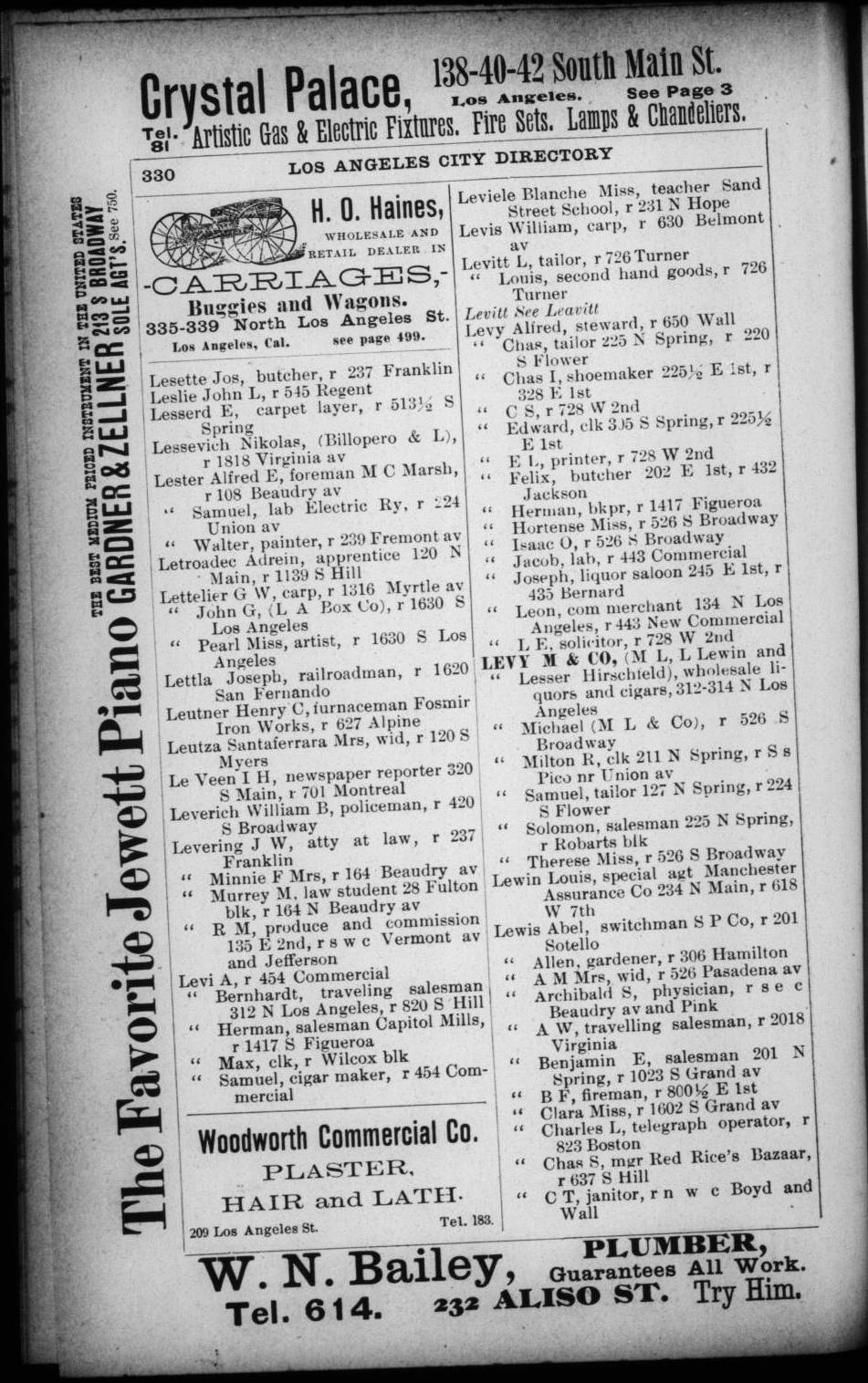 Document image missing. Admin needs to fix. 1892 Los Angeles City Directory. p330. Lessevich.jpg