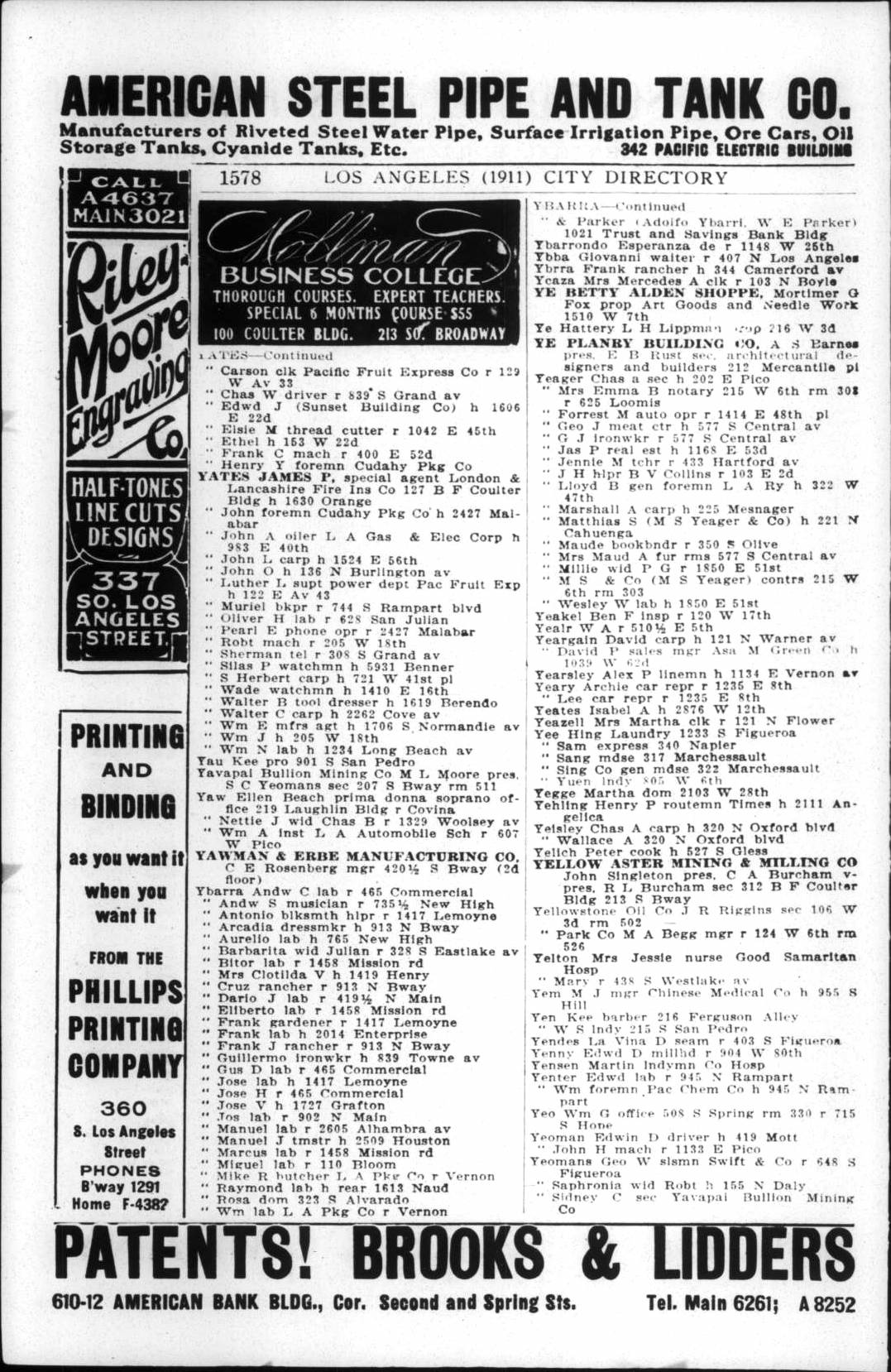 Document image missing. Admin needs to fix. 1911 Los Angeles City Directory. p1578. Yelich.jpg