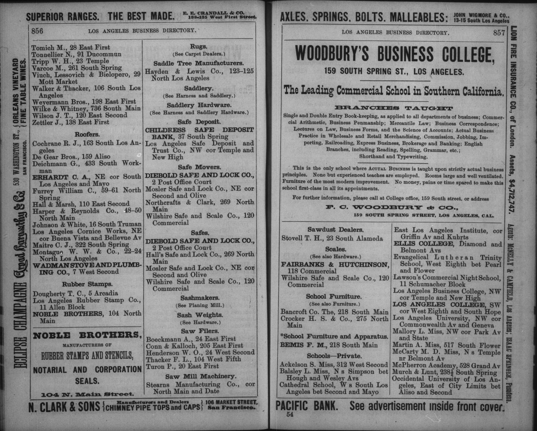 Document image missing. Admin needs to fix. 1888 Los Angeles City Directory. Corran. p856 Restaurants.jpg