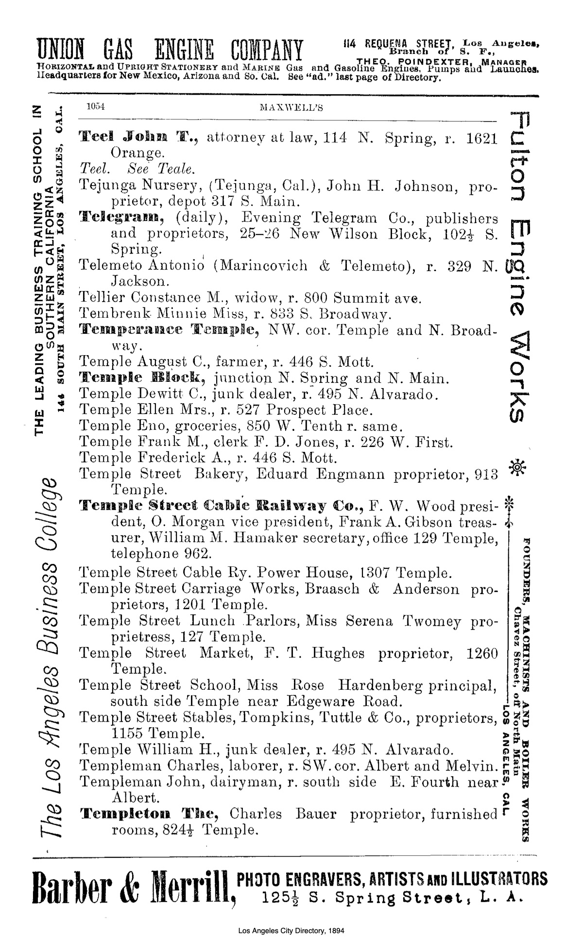 Document image missing. Admin needs to fix. 1894 Los Angeles City Directory-Maxwell. p1054. Telemeto.jpg