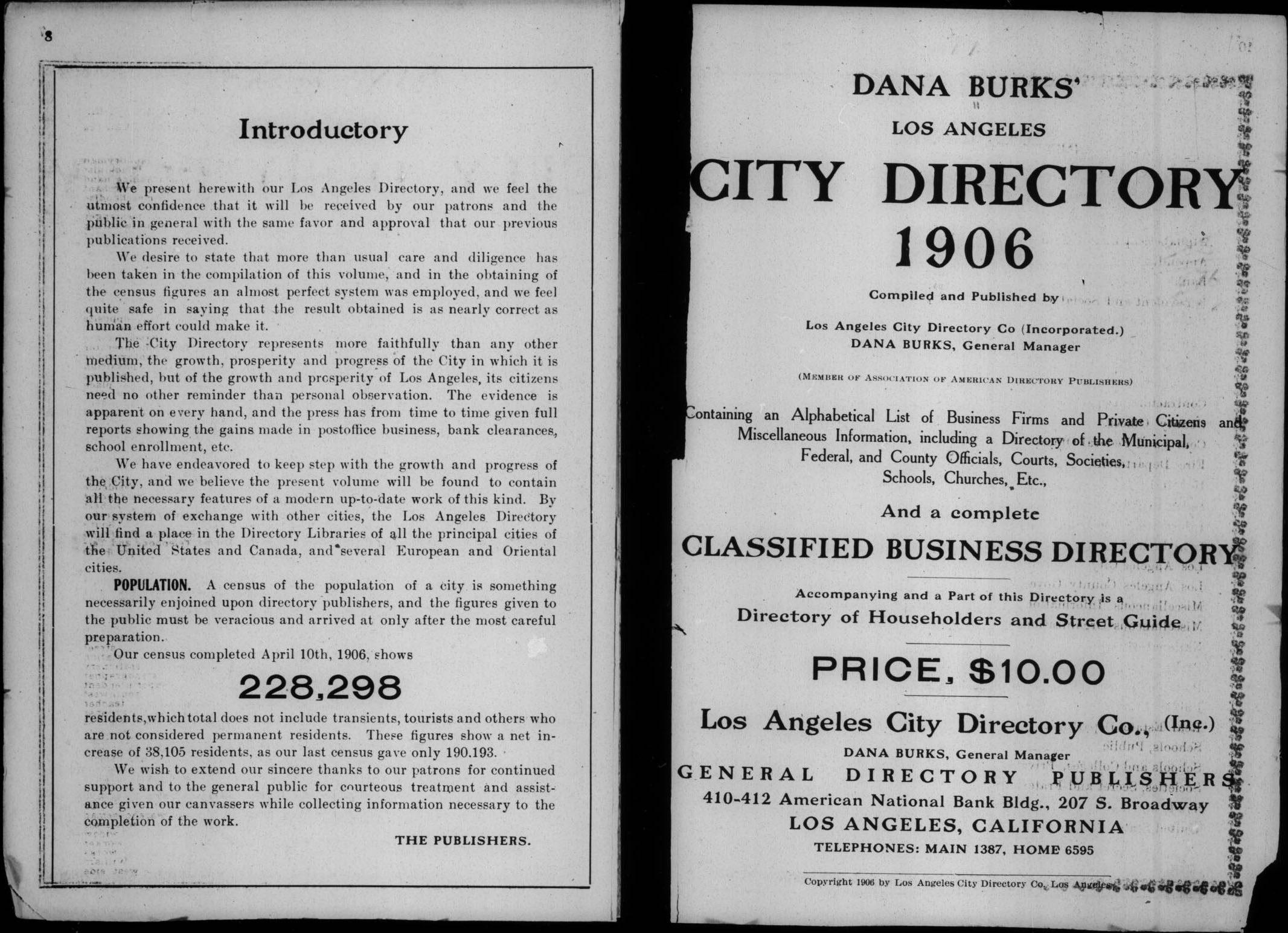 Document image missing. Admin needs to fix. 1906 Los Angeles City Directory (Co.). p8. Intro & Title Page.jpg