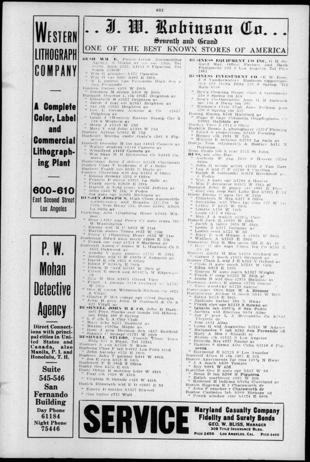 Document image missing. Admin needs to fix. 1920 Los Angeles City Directory. p602. Buslje.jpg