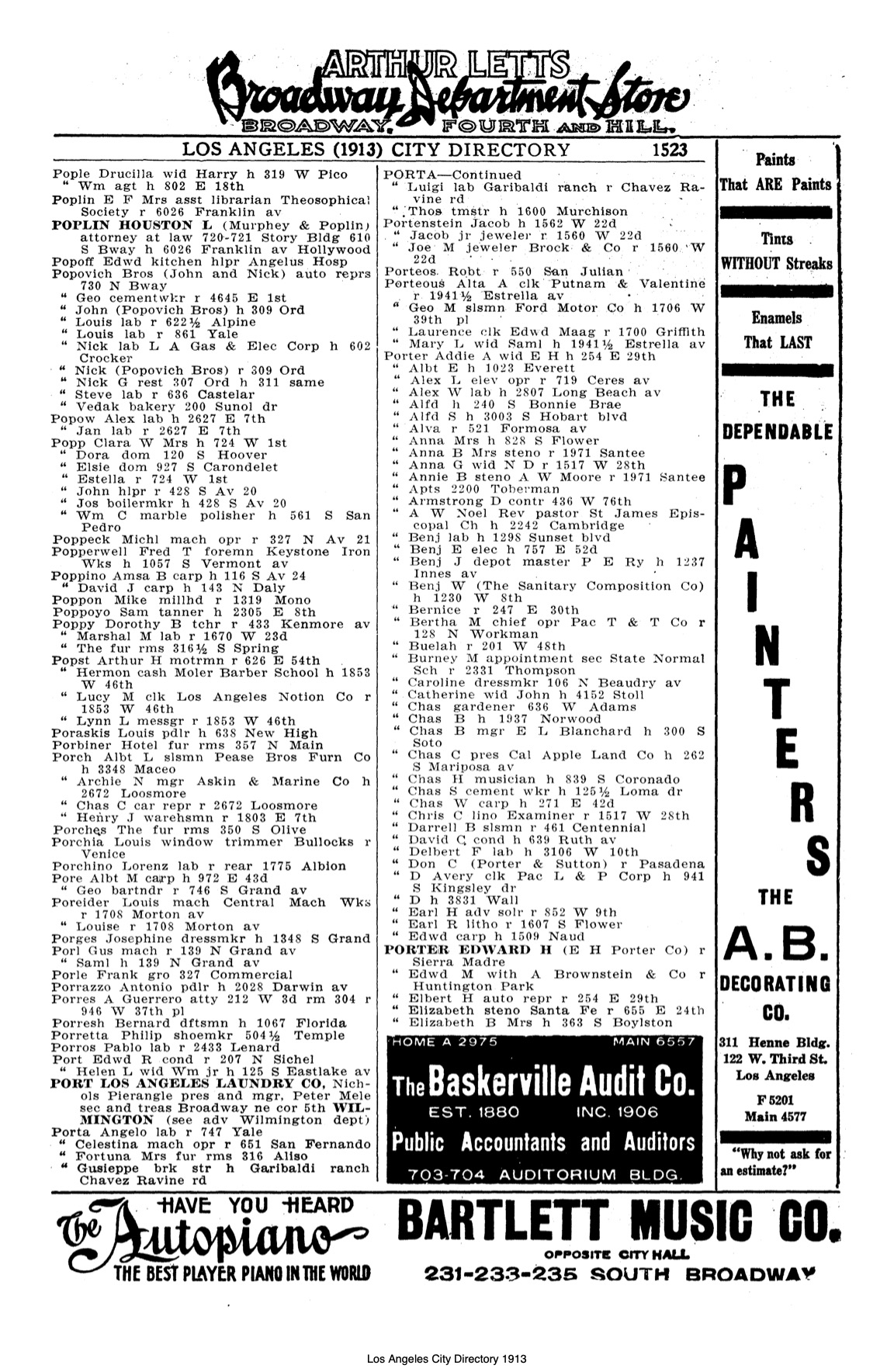 Document image missing. Admin needs to fix. 1913 Los Angeles City Directory. p1523. Popovich.jpg