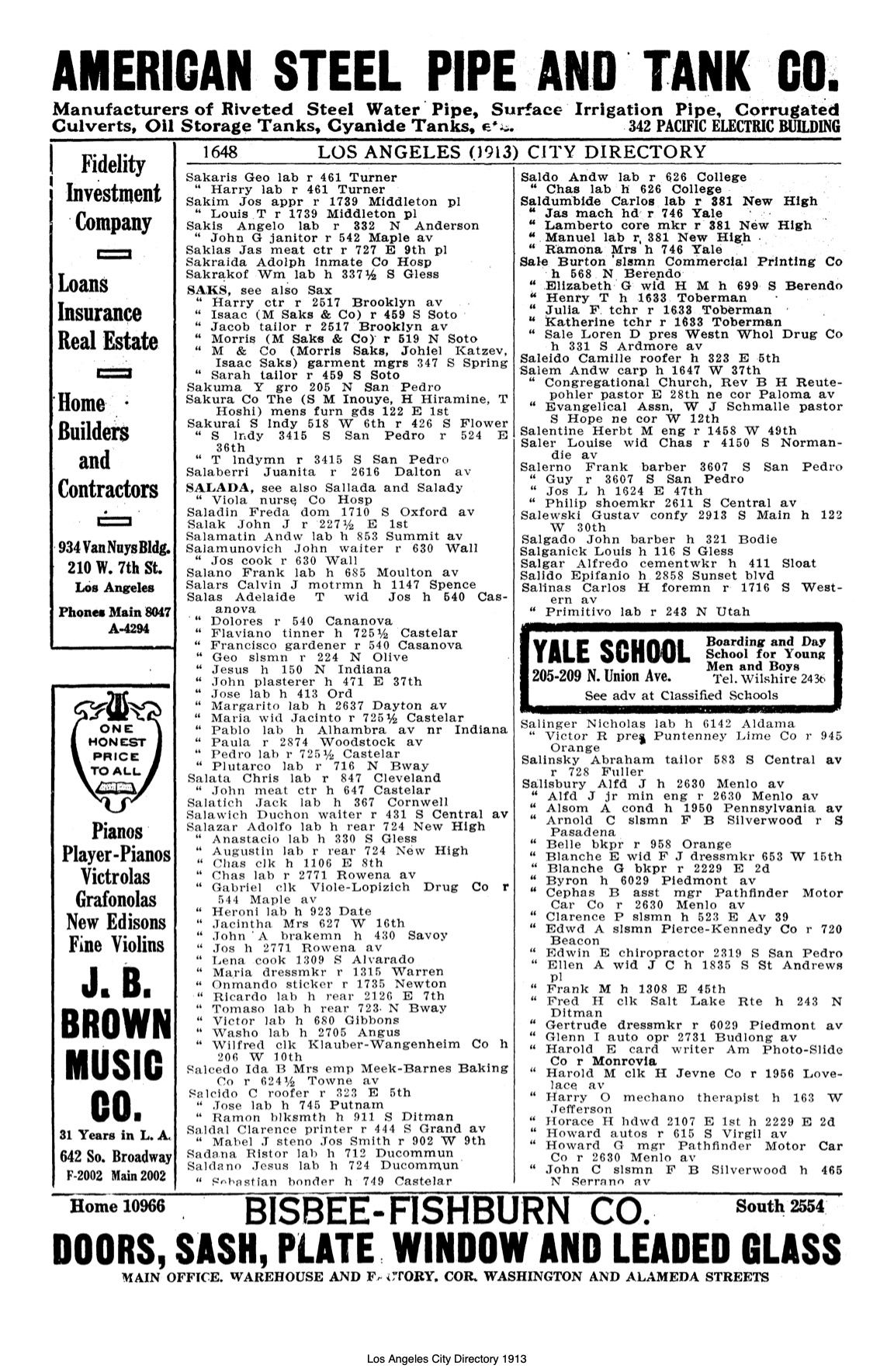 Document image missing. Admin needs to fix. 1913 Los Angeles City Directory. p1648. Salamunovich.jpg