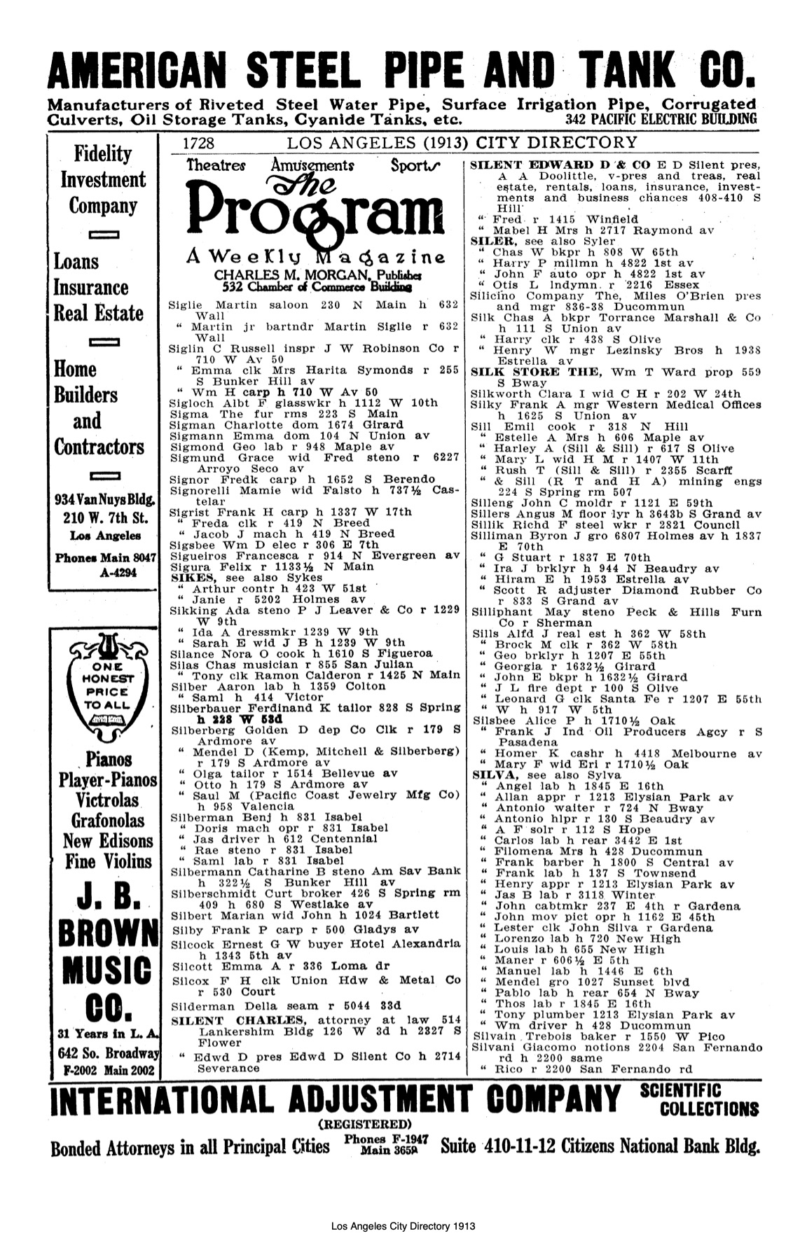 Document image missing. Admin needs to fix. 1913 Los Angeles City Directory. p1728. Siglie.jpg