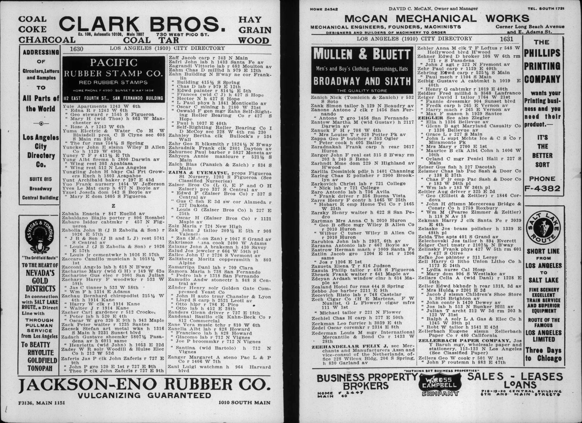 Document image missing. Admin needs to fix. 1910 Los Angeles City Directory. p1630. Zaich. Zanich.jpg