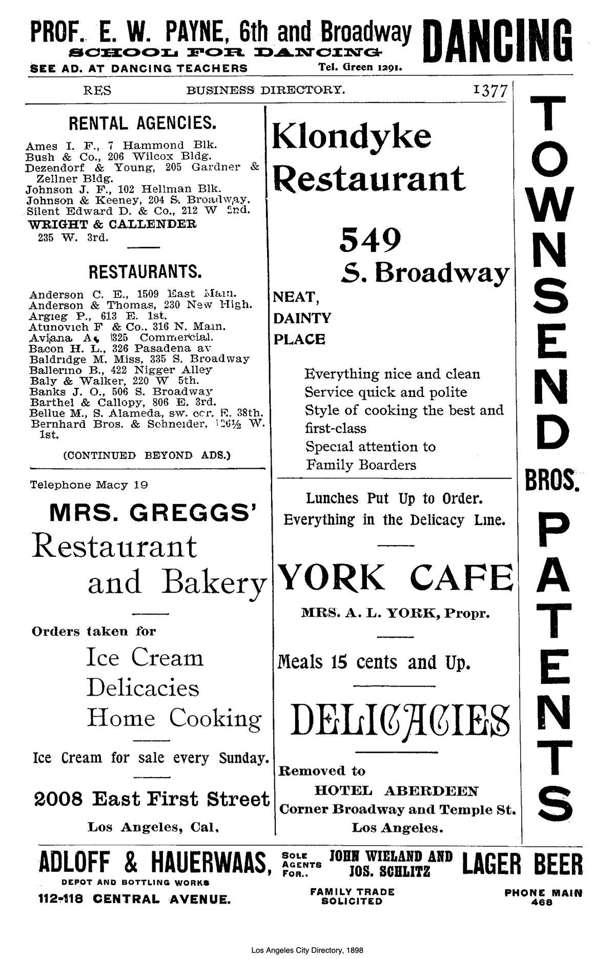 Document image missing. Admin needs to fix. 1898 Los Angeles City Directory. p1377. Restaurants.jpg