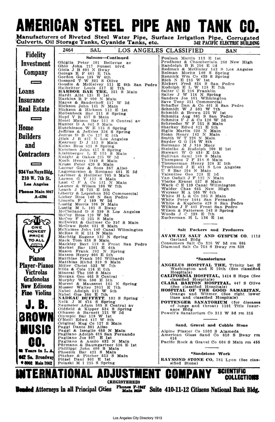 Document image missing. Admin needs to fix. 1913 Los Angeles City Directory. p2464. Siglie. Saloon. Cigar store at same address.jpg