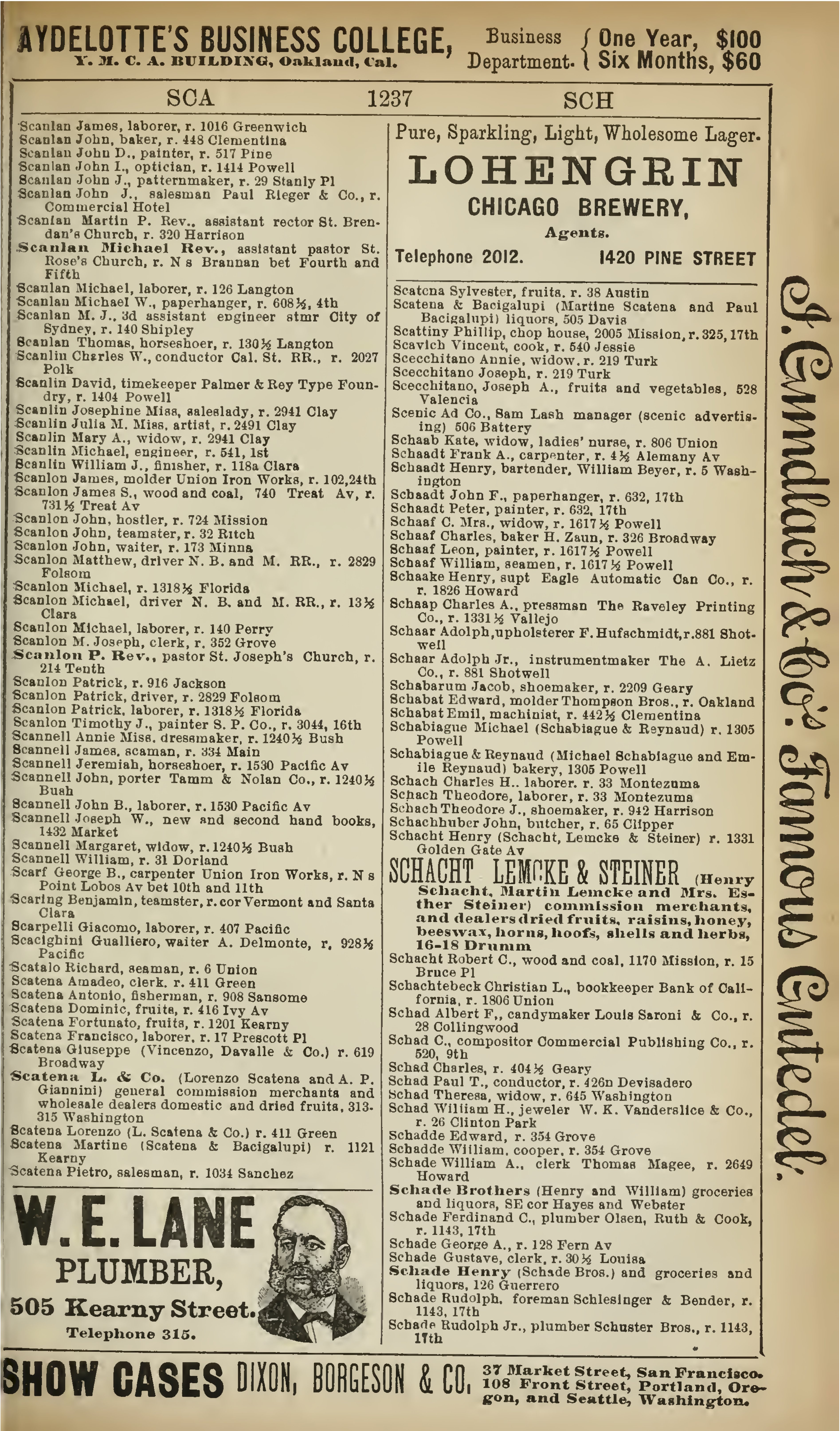 Document image missing. Admin needs to fix. 1893 San Francisco Directory. Scavich [Scarich] Vincent, cook, r. 540 Jessie.png